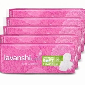 Lavanshi Care Soft Comfort Cotton XL pads with Disposable Pouch - Combo Pack of 5 (35 pads)