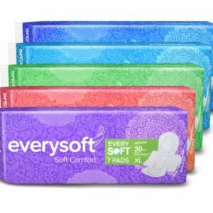 Everysoft Soft Comfort Cotton XL pads with Disposable Pouch - Combo Pack of 5 (35 pads)